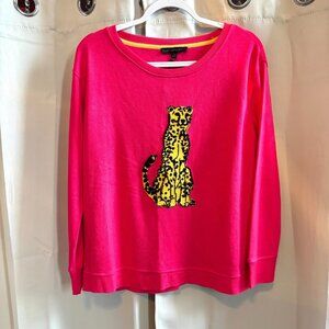 Jane Delancey Womens Sweatshirt Medium Cheetah Cat Playful Vibrant Vibes 19067